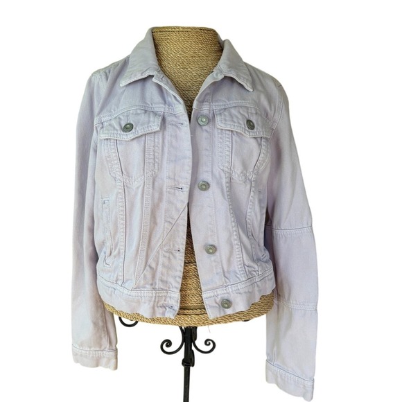 Free People Denim Jacket Women's Small Light‎ Wash Lilac Purple Trucker Jean - Picture 2 of 14